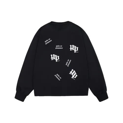 PAIN OR PLEASURE Длинный рукав Свитшот T-Рубашка Весенний Осенний Сезон Полный принт Логотип Стиль