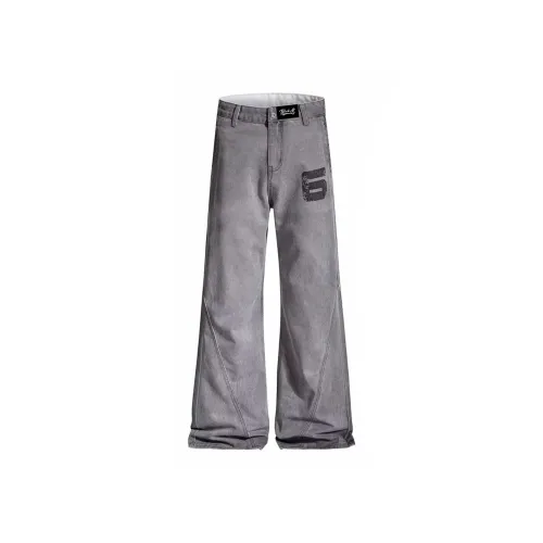 BLACK AT Серый Унисекс Джинсы