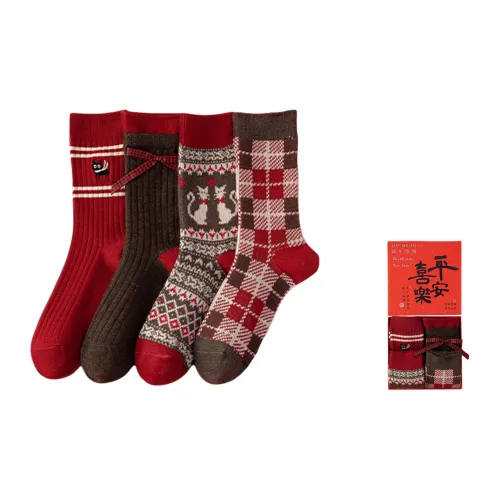 MADALLO [4 шт Gift Box Set] Удачи во всем E Унисекс MID Носки до икры