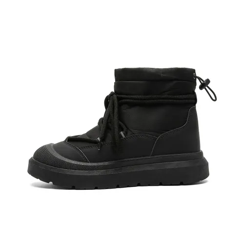 QINBU Черный воин Рабочий стиль Мартинсы Термический Износостойкий Водонепроницаемый Противоскользящий Короткий Снегобут