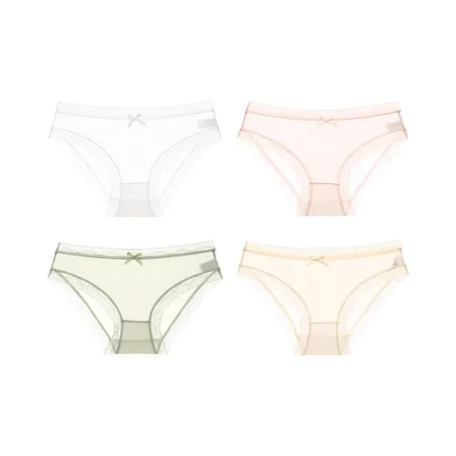 DUSHILIREN Розовый+Кожа+Горохово-зеленый+Экрю Женские Трусики-бикини