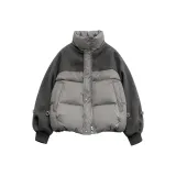 Серый хлопковый пуховик