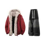 Красный + Черный Джинсы с флисовой подкладкой