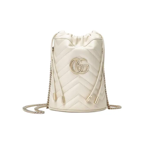 GUCCI GG Marmont Кожа Плечевая Сумка Маленькая Женская Белая