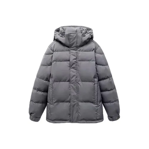 SNZX Серый укороченный хлопковый пуховик женские пуховики (пуфы)