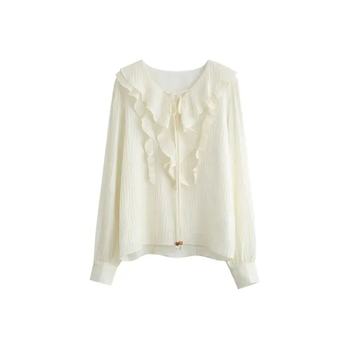 MENGXIAOQI Абрикос Рубашка Женская Рубашка