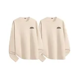 [2 шт Теплый Флис Круглый Шея] Абрикос (Mf Дикая природа Следы Логотип на груди) + Абрикос (Mf Дикая природа Следы Логотип на груди)