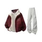 Бургундский + Светло-серые штаны