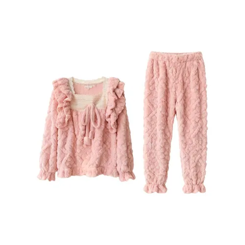 Daiyindie Осенние и зимние пижамы женские утолщенные термостойкие из флиса с коралловым оттенком