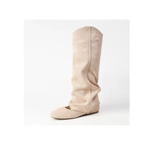 YAFEI XUANYU Колено Высокие сапоги 4CM Женские Абрикос