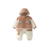 Коричневый-A-1 Динозавр Стиль Пэчворк Флисовая Подкладка Ветровка