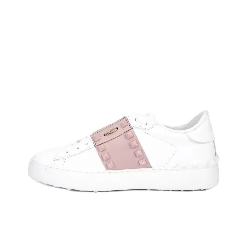 Valentino ROCKSTUD UNTITLED Garavani Низкий Топ Стильные Скейтбординги Женские Белые Розовые