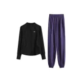 Черный комплект из двух предметов: пальто (темно-фиолетовые штаны)