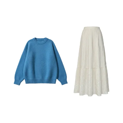 CDAYU Комплект [Трикотаж + Юбка] Женские Юбочные Комплекты