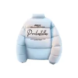 Синий хлопковый пуховик