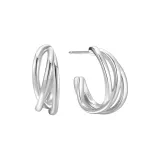 Обернутый Wave C-образные серьги-гвоздики - серебряного цвета (большой)