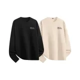 [2 шт Теплый Флис Круглый вырез] Черный (Mf Готический Шип Логотип на груди) + Абрикос (Mf Готический Шип Логотип на груди)