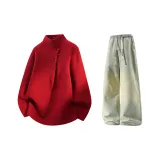 Красные + Желтые Грязные Джинсы с Флисовой Подкладкой