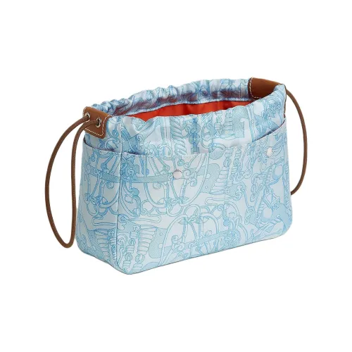 HERMES Fourbi Шелк Клатч Женские Пыльно-голубой Девятихвостая Змея Синий