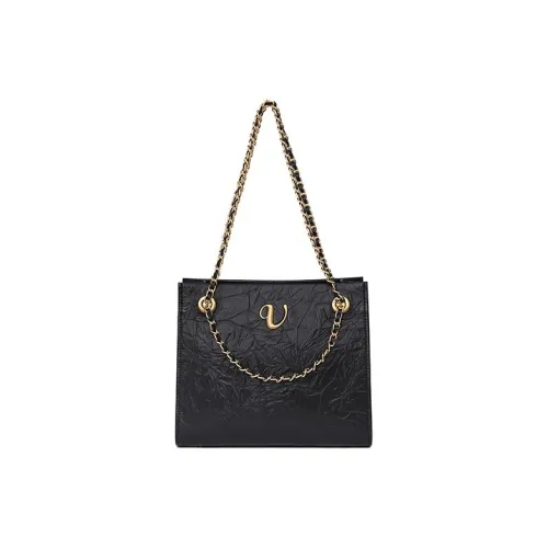 VALUNCICA EUROPHAM Тело Коровья Кожа Цепь Сумка-тоут Коммутирование Универсальная Одно Плечо Сумка Большая Женская Черная