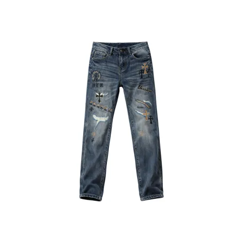 Devanro Темно-синий Мужские Джинсы