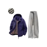 Спокойный Фиолетовый + Белый Фотиния Серый [Флисовая Подкладка Комплекты Одежды]