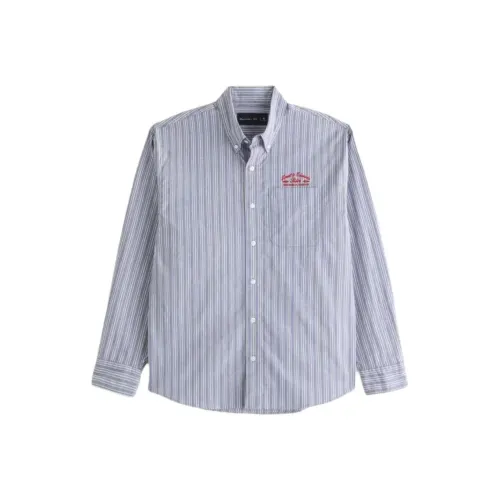 Abercrombie＆Fitch Blue Men's Shirts Аберкомби＆Фитч Синий Мужской Рубашки