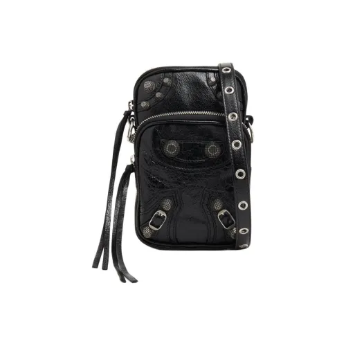 Balenciaga Le Cagole Lambskin Crossbody Bag Shoulder Bag Phone Case Men's Black