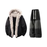 Чёрный + Чёрный Джинсы с Флисовой Подкладкой