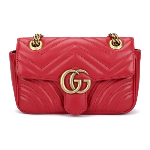 GUCCI GG Marmont Стеганый Кожаный Кроссбоди Сумка Сумка через плечо Женская Красная