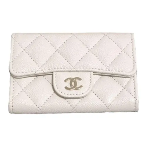 Chanel Телячья кожа Держатель для карт Женский Белый