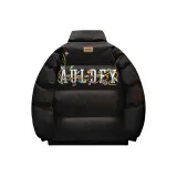 Черный одинарный хлопковый пуховик [воротник-стойка, городской, минималистичный]