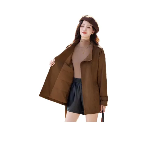 YIMENGYUAN Чай Дерево Коричнево-кофейный Женские Пальто