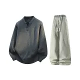 Тёмно-серые + жёлтые грязные джинсы с флисовой подкладкой