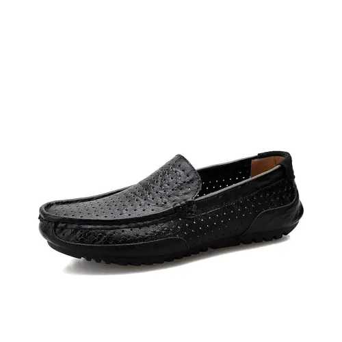 HUAGANGLUOTUO Тонкие лоферы с вырезами большие размеры резиновая подошва мужские