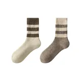 "95% Wool Thick Fleece Loop" Beige + Dark Brown