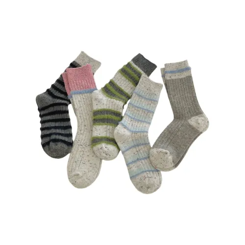 NATTY Гороховый узор Полосы 5 пар Женские MID Носки до икры