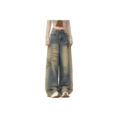 HTHK Scrap Синий + Ремень Женские Джинсы