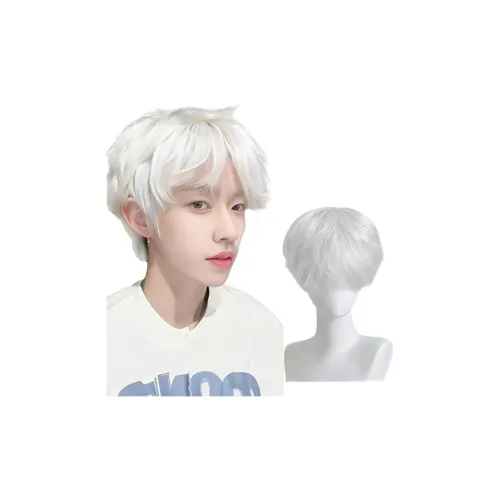 GLUNA Manga Adaptation Белый Юноша Essence Мужской Короткие волосы Перука UNIVERSAL Аниме COS Высокая температура Пряжа
