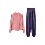 Розовый пальто, двухкомпонентный комплект (глубокий фиолетовый брюки)