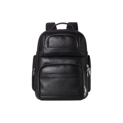 VIHUS Рюкзак из крупнозернистой текстуры коровьей кожи стандартный мужской черный