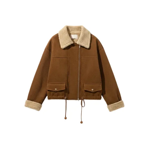 JOPPTI Туманный Коричневый Женские Бархатные Куртки
