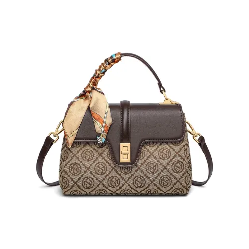 MILLIE'S Ткань Синтетическая кожа Сумка через плечо Стандартная Женская Кофейного цвета