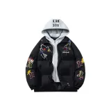 Чёрный с серым капюшоном