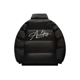 Черный одинарный хлопковый пуховик [воротник-стойка, городской, минималистичный]