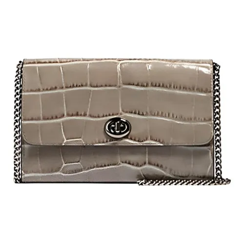 COACH Marlow Крокодиловый узор Кожа Сумка на плечо Маленькая Женская Вересковый серый