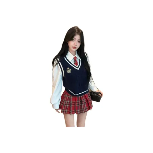 Garbege Жилет Рубашка Галстук Юбка Комплект Женская Униформа