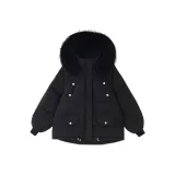 Чёрный хлопковый пуховик