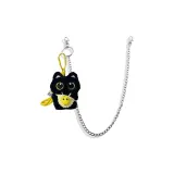 Сумка через плечо с маленьким черным котом, цепочка (желтая)