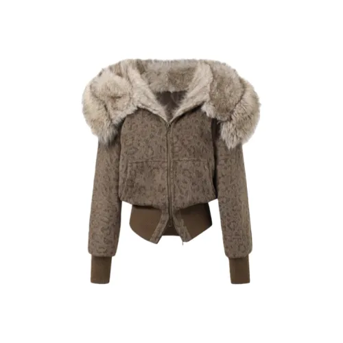 ADXKM Леопард Коричневый Женские пуховики